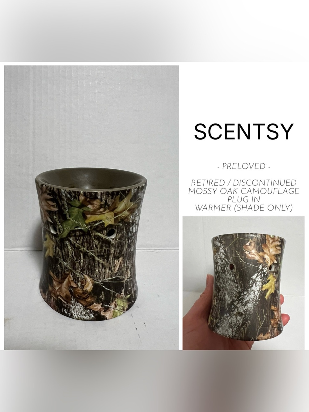 SCENTSY - PRELOVED - (SHADE ONLY) MOSSY OAK CAMOUFLAGE PLUG IN WAX WARMER LIGHT